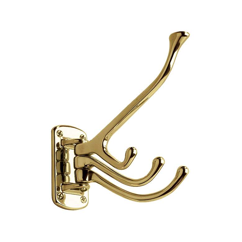 Image 1 Gatco Heritage Polished Brass 4-Prong Swivel Wardrobe Hook