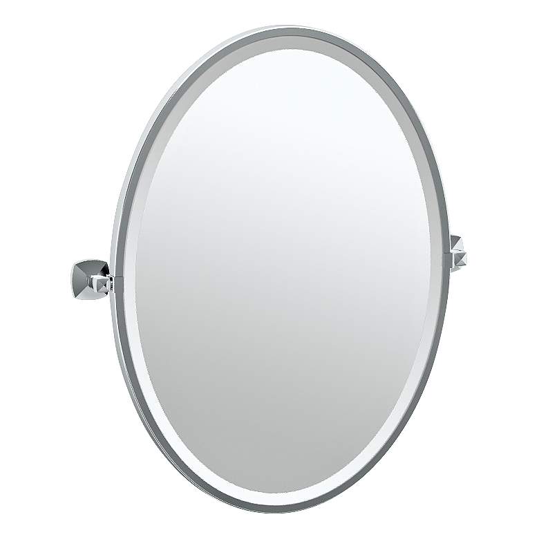 Image 1 Gatco Jewel Chrome 24 1/2 inch x 27 1/2 inch Oval Vanity Mirror