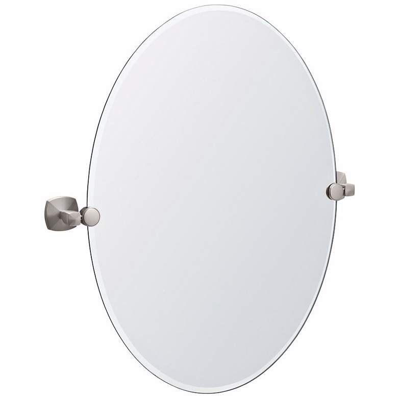 Image 1 Gatco Jewel Satin Nickel 24" x 26 1/2" Oval Tilt Wall Mirror