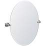 Gatco Jewel Satin Nickel 24" x 26 1/2" Oval Tilt Wall Mirror