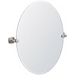 Gatco Jewel Satin Nickel 24&quot; x 26 1/2&quot; Oval Tilt Wall Mirror