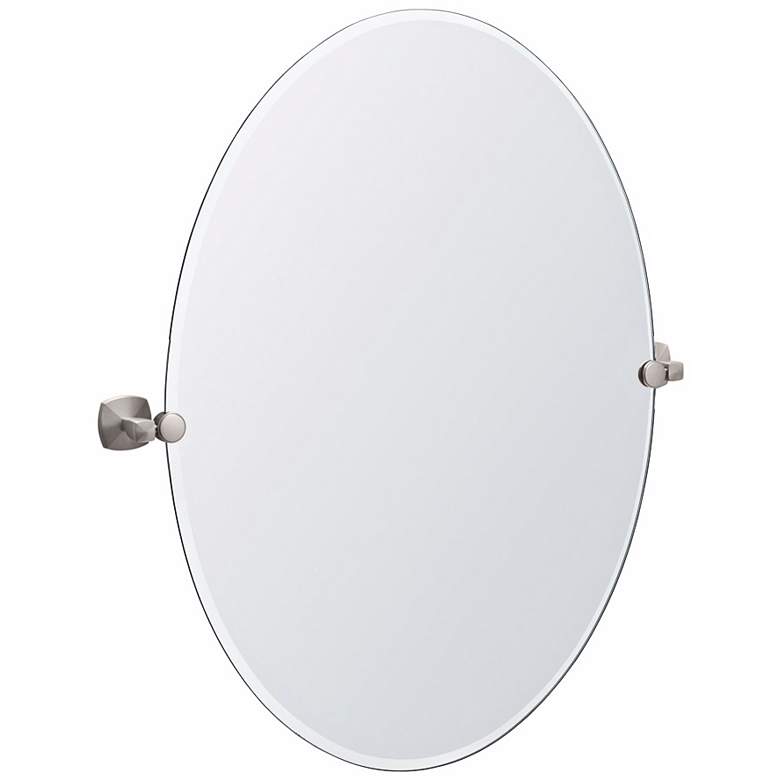 Image 1 Gatco Jewel Satin Nickel 28" x 32" Oval Tilt Wall Mirror