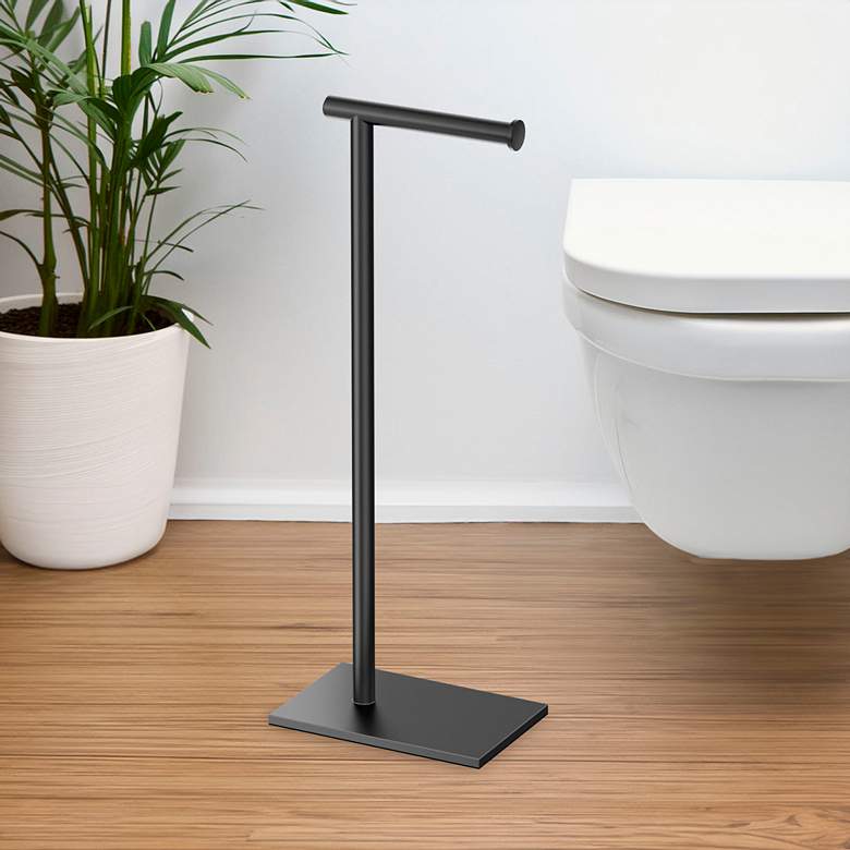 Image 1 Gatco Latitude 2 22 1/4"H Matte Black Freestanding Tissue Holder