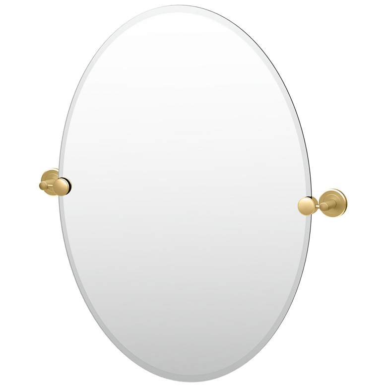 Image 1 Gatco Latitude II 26.5"H Frameless Oval Mirror, Brushed Brass