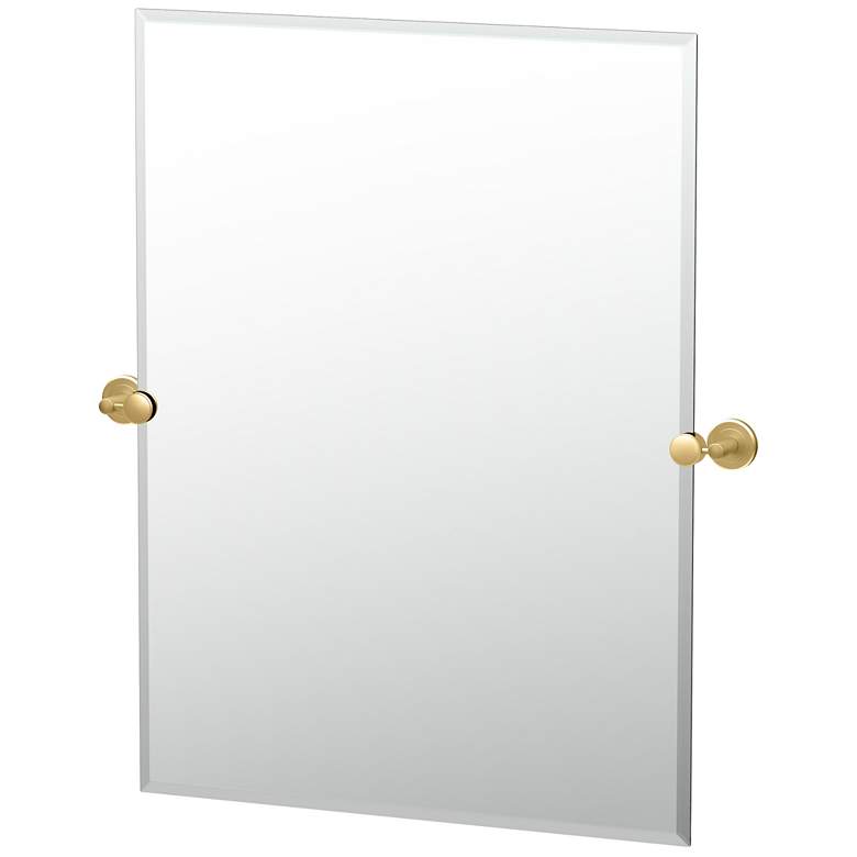 Image 1 Gatco Latitude II 31.5"H Frameless Rectangle Mirror, Brushed Brass