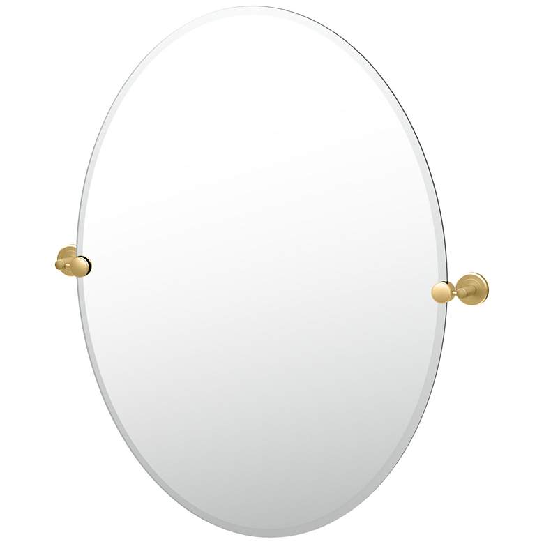 Image 1 Gatco Latitude II 32"H Frameless Oval Mirror, Brushed Brass