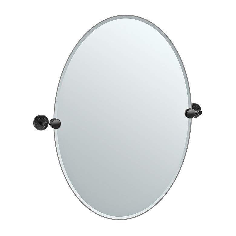 Image 1 Gatco Latitude II Black 23 1/2 inch x 26 1/2 inch Oval Wall Mirror