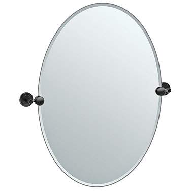 Gatco Latitude II Black 23 1/2" x 26 1/2" Oval Wall Mirror