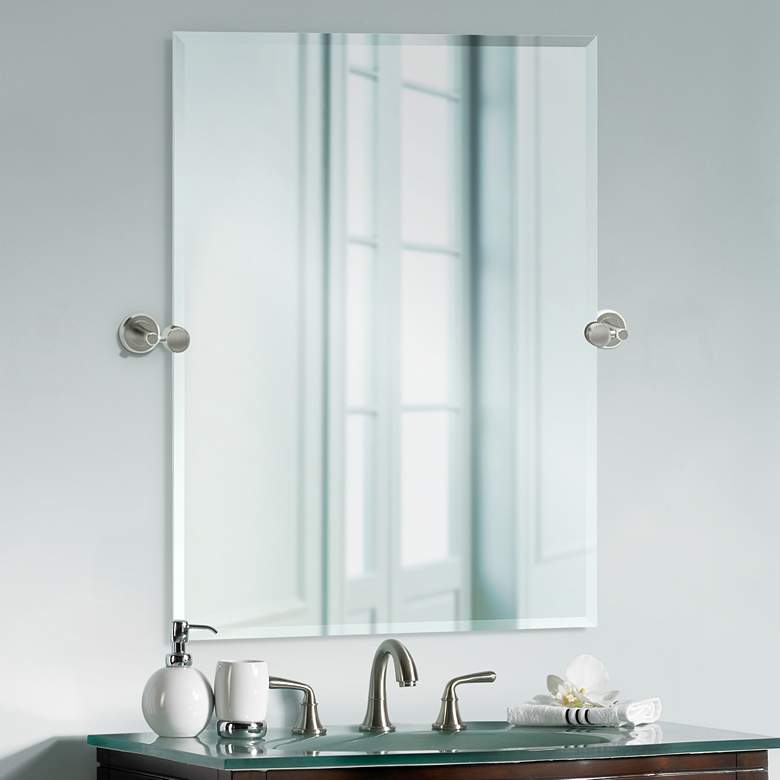 Image 1 Gatco Latitude II Satin Nickel 27 1/2" x 31 1/2" Wall Mirror