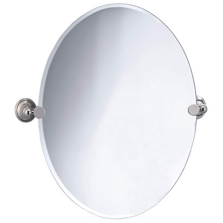Image 1 Gatco Laurel Avenue Nickel 24 inch x 26 1/2 inch Oval Wall Mirror