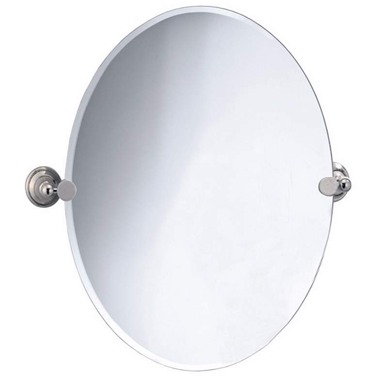 Image 1 Gatco Laurel Avenue Nickel 24" x 26 1/2" Oval Wall Mirror