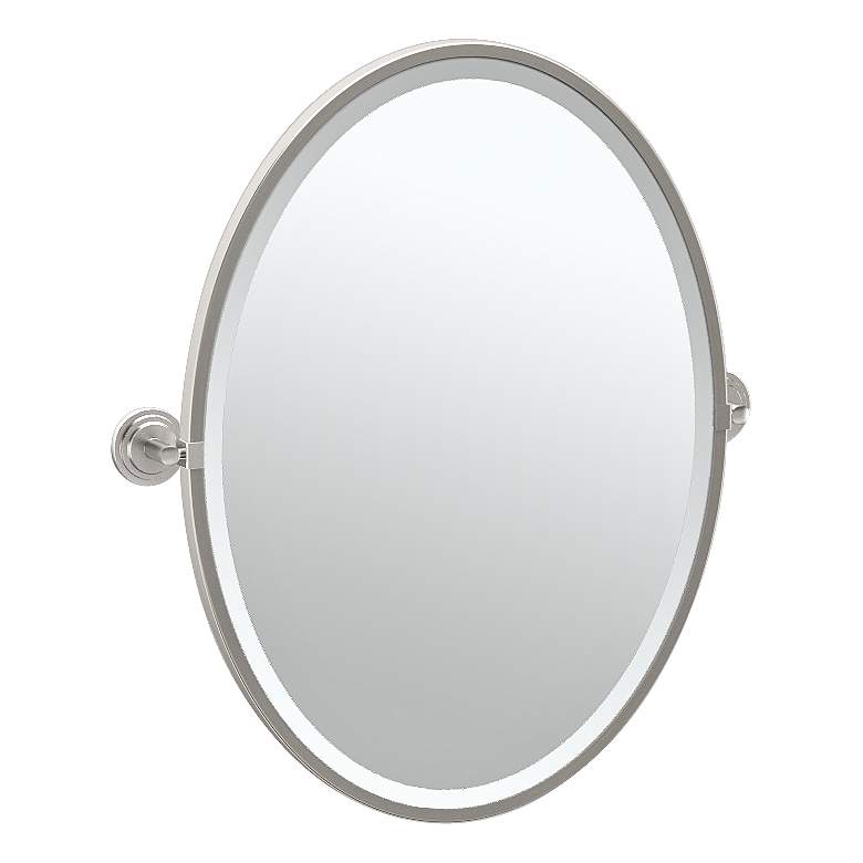 Image 1 Gatco Marina Satin Nickel 24 1/4 inch x 27 1/2 inch Oval Wall Mirror