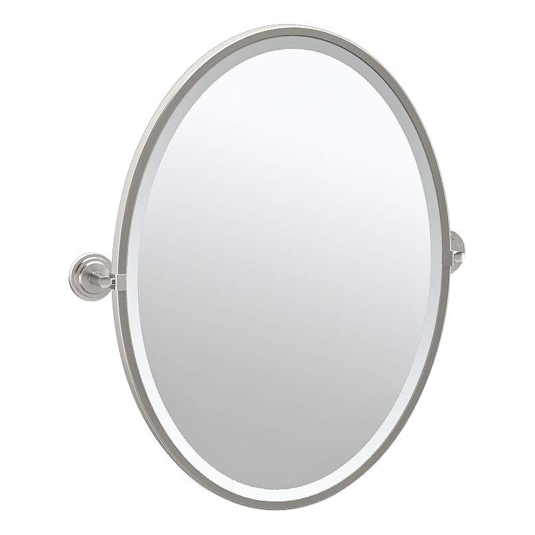 Image 1 Gatco Marina Satin Nickel 24 1/4" x 27 1/2" Oval Wall Mirror