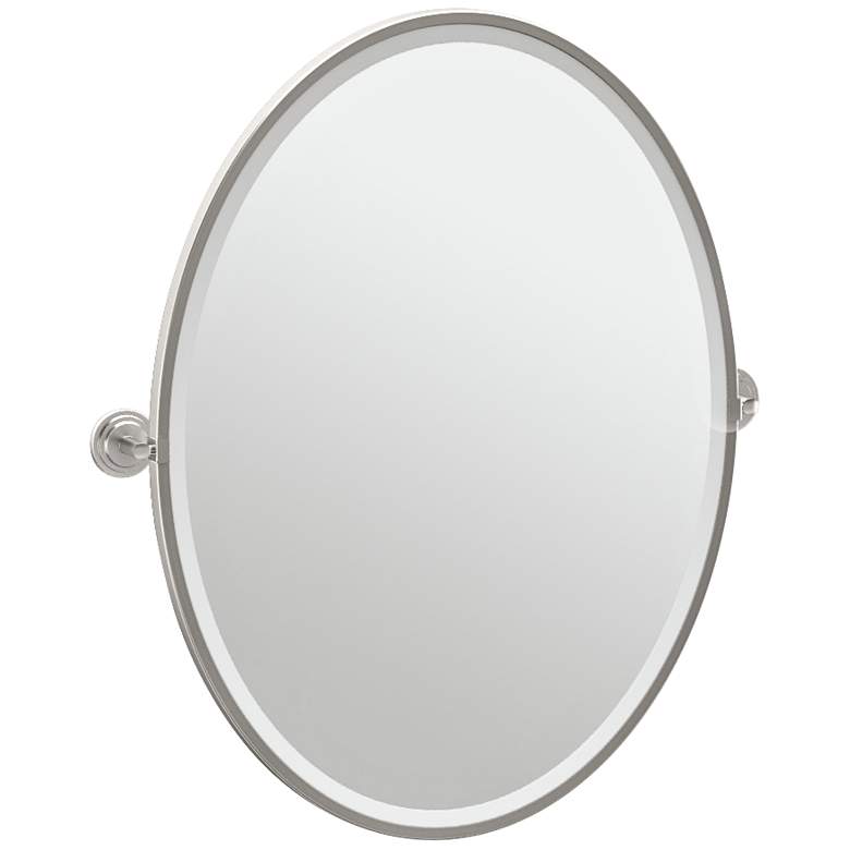 Image 1 Gatco Marina Satin Nickel 28 3/4 inch x 33 inch Oval Wall Mirror