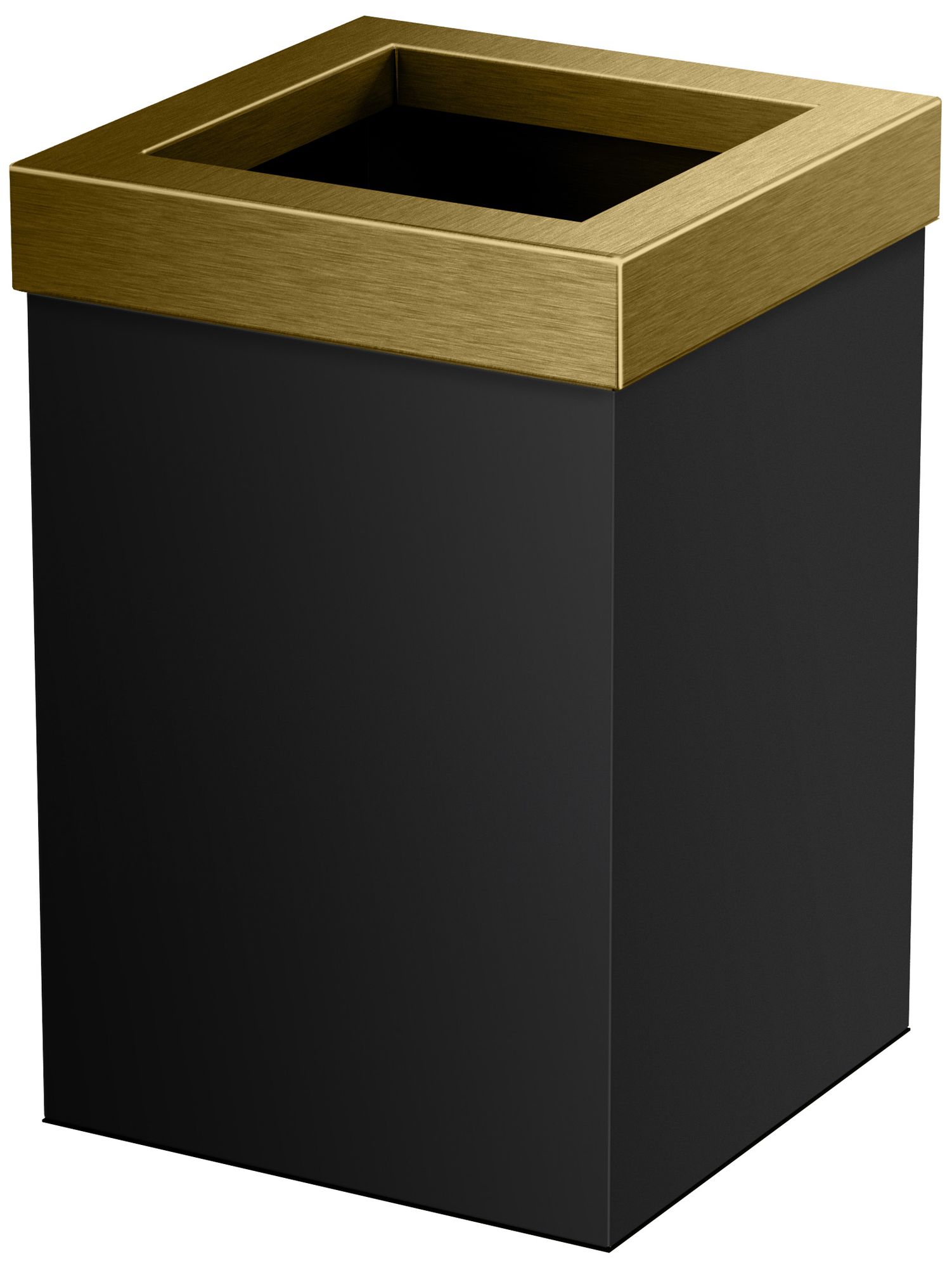 Image 2 Gatco Matte Black and Brushed Brass Square Waste Basket