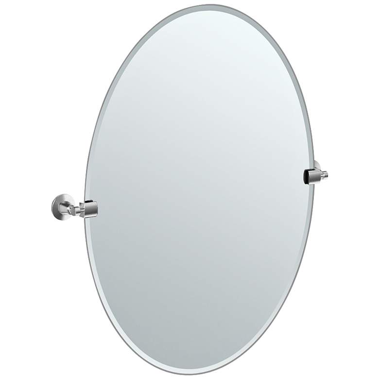 Image 1 Gatco Max Satin Nickel 28 1/2" x 32" Oval Vanity Mirror