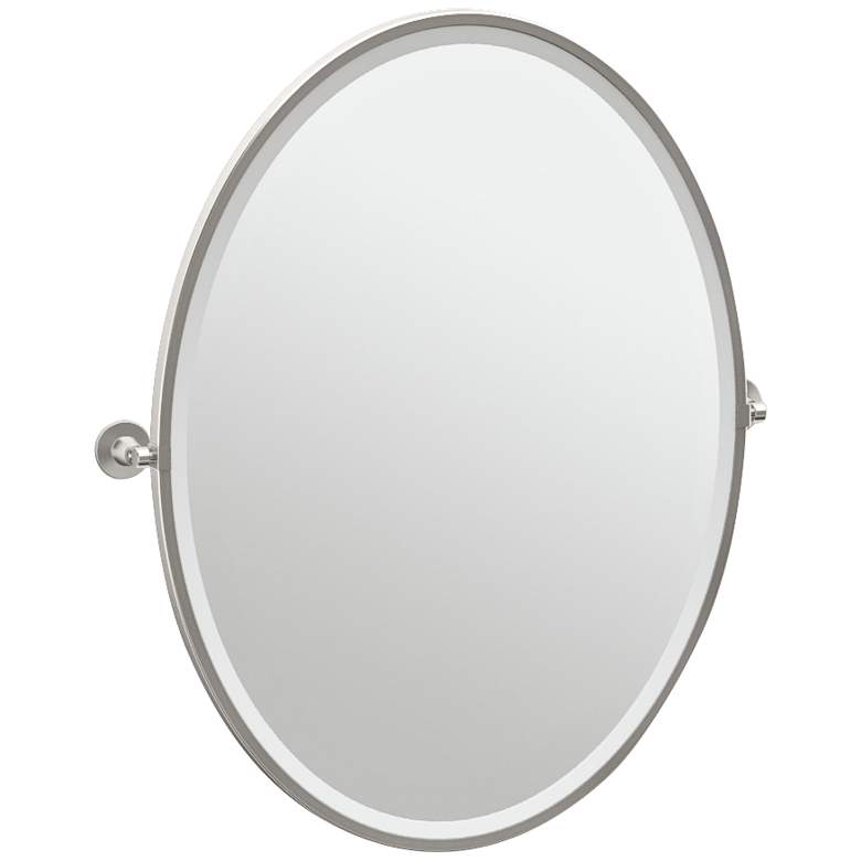 Image 1 Gatco Max Satin Nickel 28 1/2" x 33" Oval Wall Mirror