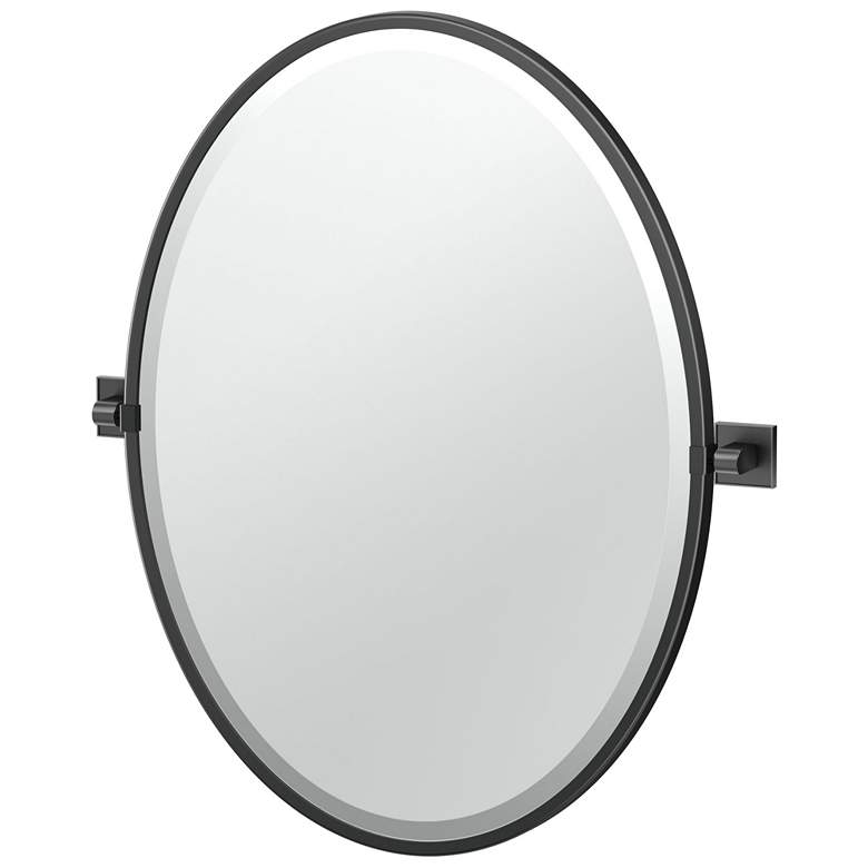 Image 1 Gatco Mode 24"H Framed Oval Mirror, Matte Black