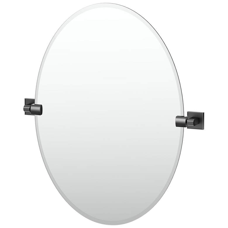 Image 1 Gatco Mode 24"H Frameless Oval Mirror, Matte Black