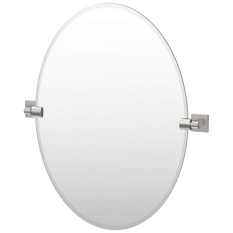 Image 1 Gatco Mode 24"H Frameless Oval Mirror, Satin Nickel