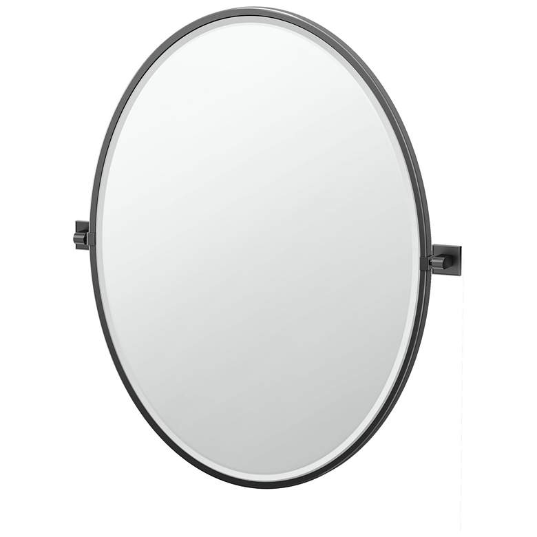 Image 1 Gatco Mode 32"H Framed Oval Mirror, Matte Black