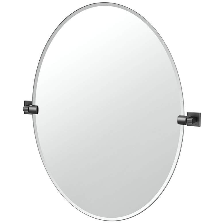 Image 1 Gatco Mode 32"H Frameless Oval Mirror, Matte Black