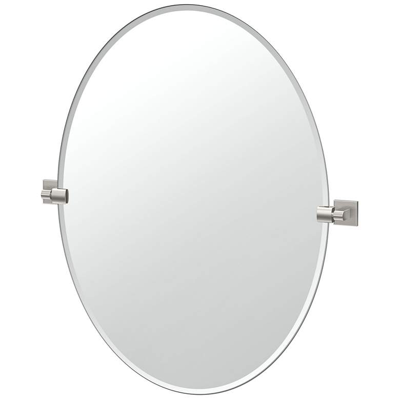 Image 1 Gatco Mode 32"H Frameless Oval Mirror, Satin Nickel