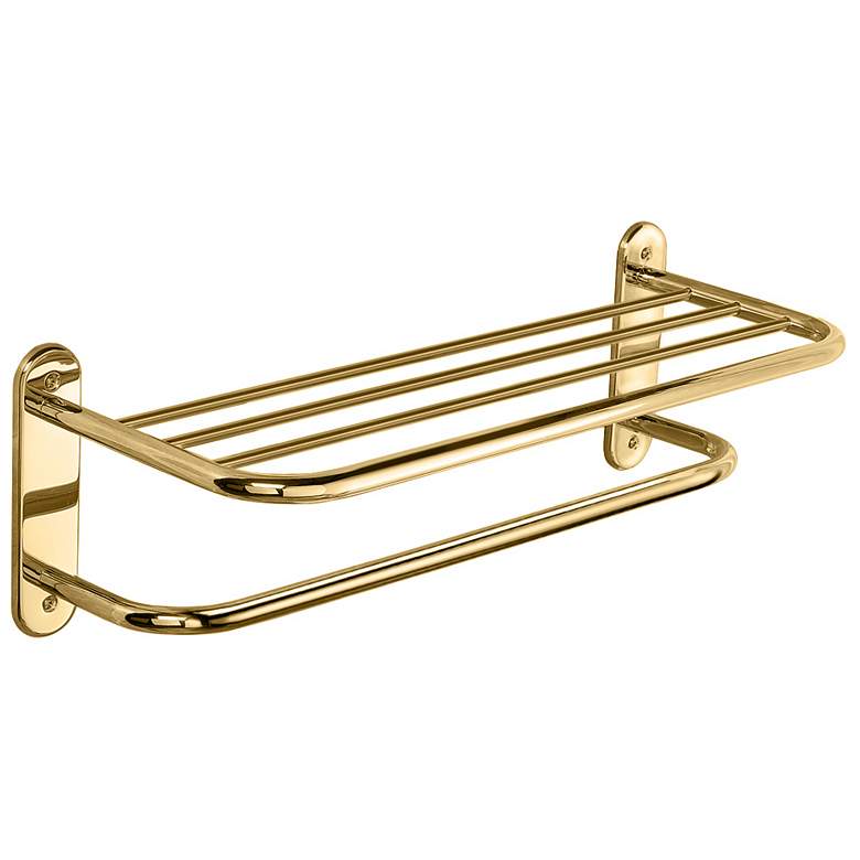 Image 1 Gatco Polished Brass 26 1/2 inch Wide Spa Towel Rack with Bar