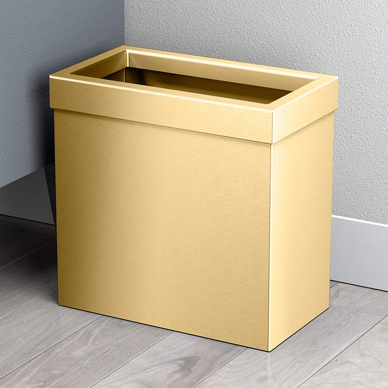 Image 1 Gatco Rectangle Wastebasket 11.875", Brushed Brass
