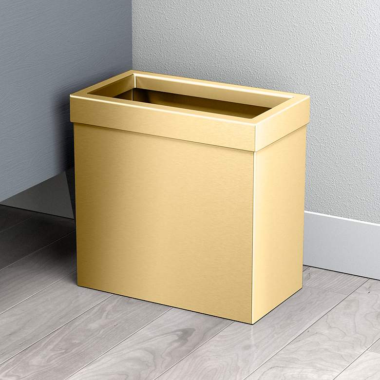 Image 3 Gatco Rectangle Wastebasket 11.875", Brushed Brass more views