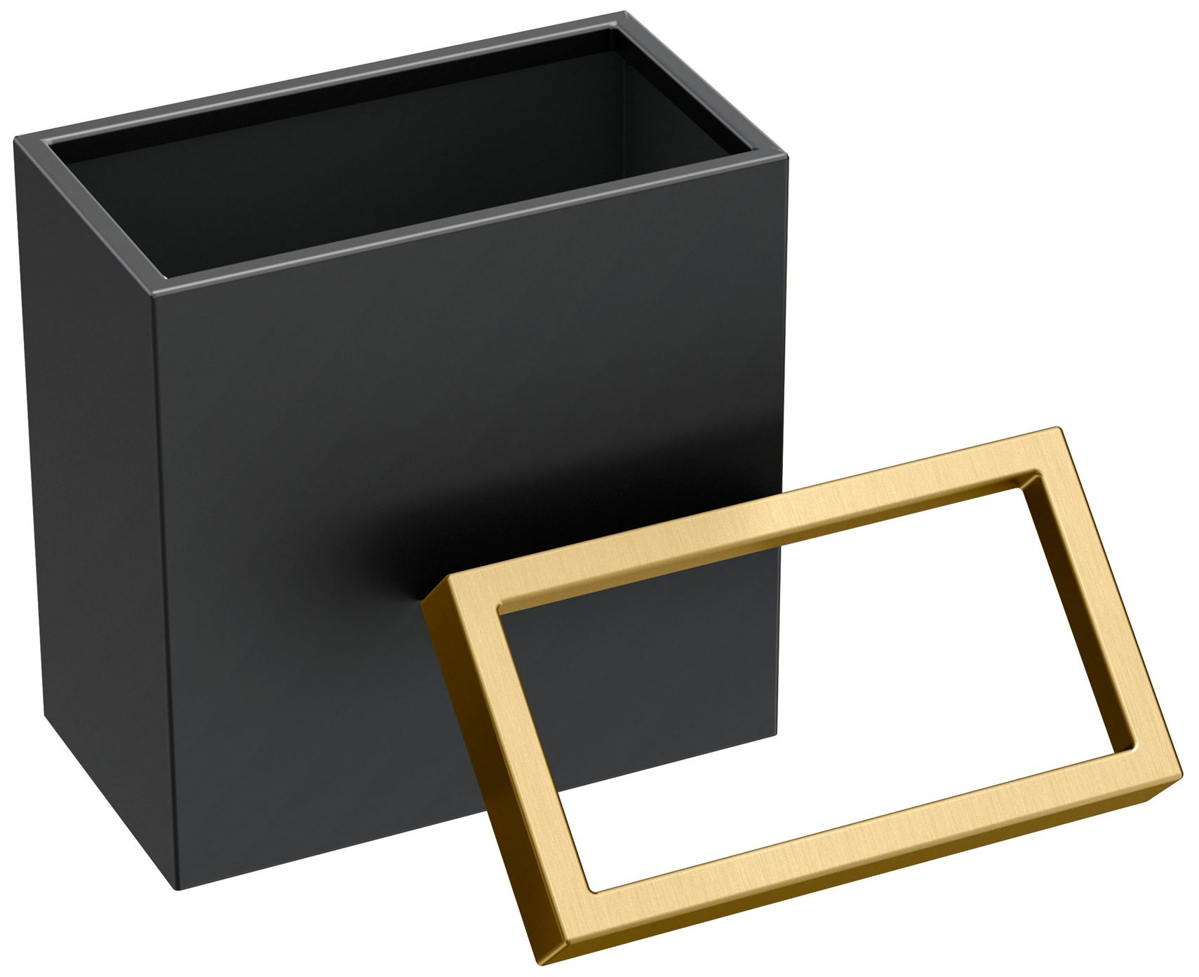 Image 3 Gatco Rectangle Wastebasket 11.875", Matte Black/Brushed Brass more views