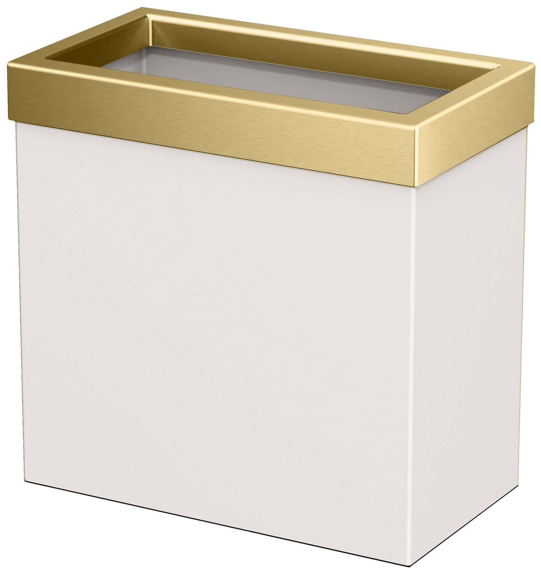 Image 2 Gatco Rectangle Wastebasket 11.875", Matte Pearl/Brushed Brass Lid
