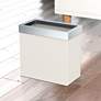 1_Gatco Rectangle Wastebasket 11.875", Matte Pearl/Chrome Lid