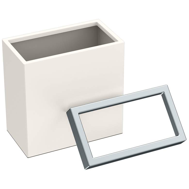 Image 3 Gatco Rectangle Wastebasket 11.875", Matte Pearl/Chrome Lid more views