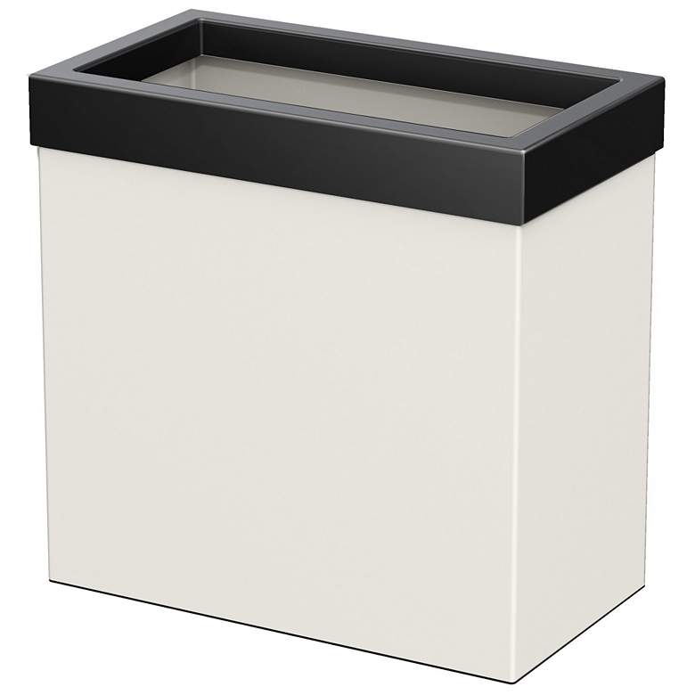 Image 2 Gatco Rectangle Wastebasket 11.875", Matte Pearl/Matte Black Lid