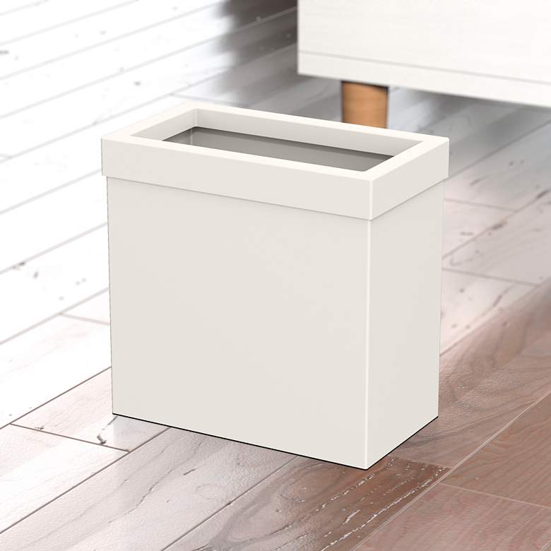 Image 1 Gatco Rectangle Wastebasket 11.875", Matte Pearl