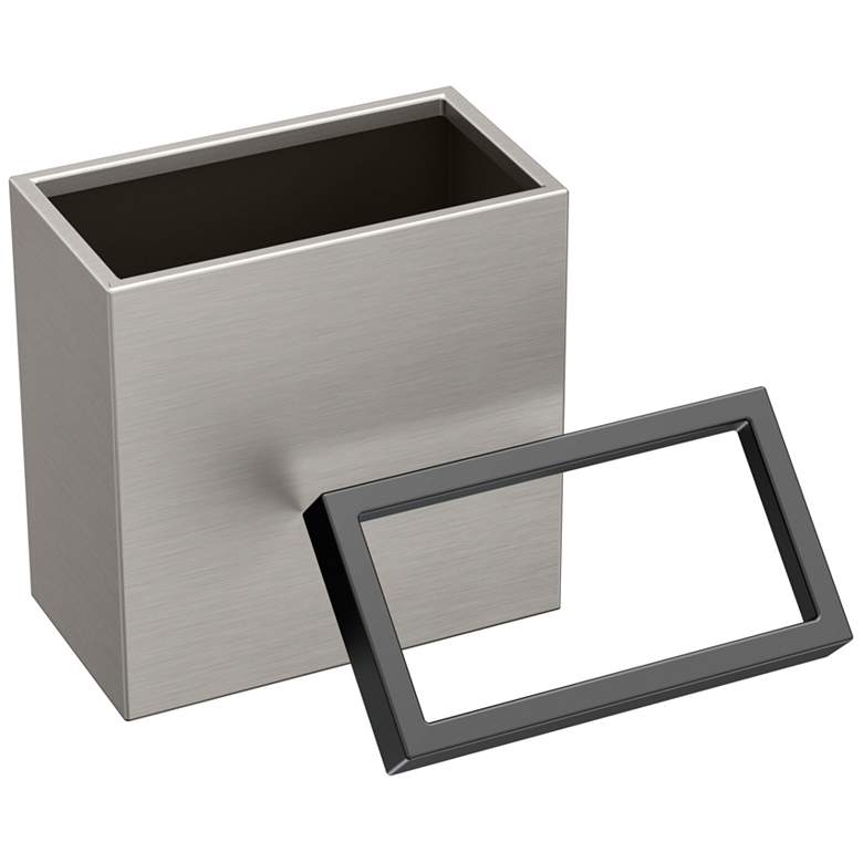 Image 3 Gatco Rectangle Wastebasket 11.875", Satin Nickel/Matte Black Lid more views