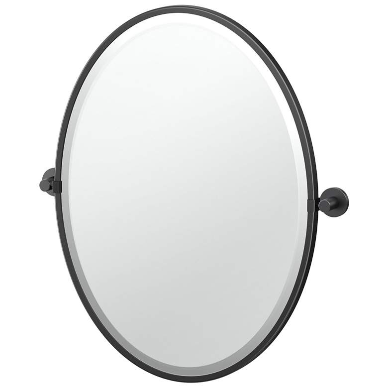 Image 1 Gatco Reveal 27.5"H Framed Oval Mirror, Matte Black