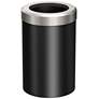 2_Gatco Round Wastebasket 11.875", Matte Black/Satin Nickel Lid