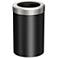 Gatco Round Wastebasket 11.875", Matte Black/Satin Nickel Lid