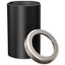3_Gatco Round Wastebasket 11.875", Matte Black/Satin Nickel Lid more views