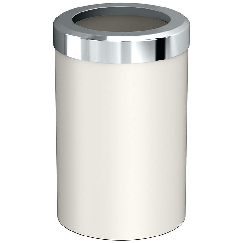 Image 2 Gatco Round Wastebasket 11.875", Matte Pearl/Chrome Lid