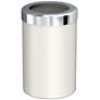 2_Gatco Round Wastebasket 11.875", Matte Pearl/Chrome Lid