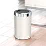 1_Gatco Round Wastebasket 11.875", Matte Pearl/Chrome Lid