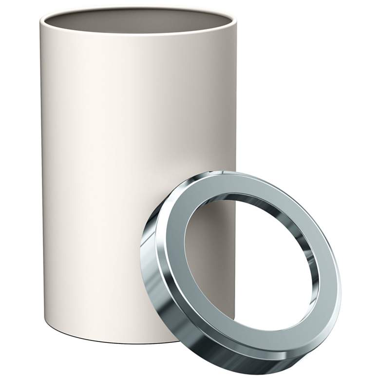 Image 3 Gatco Round Wastebasket 11.875", Matte Pearl/Chrome Lid more views