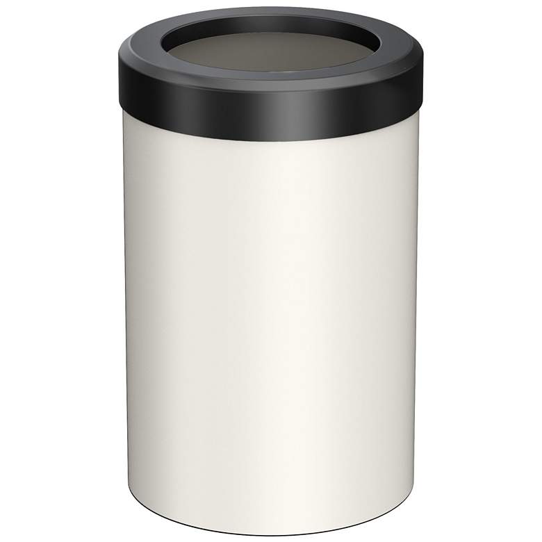 Image 2 Gatco Round Wastebasket 11.875", Matte Pearl/Matte Black Lid