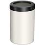 2_Gatco Round Wastebasket 11.875", Matte Pearl/Matte Black Lid