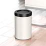 1_Gatco Round Wastebasket 11.875", Matte Pearl/Matte Black Lid