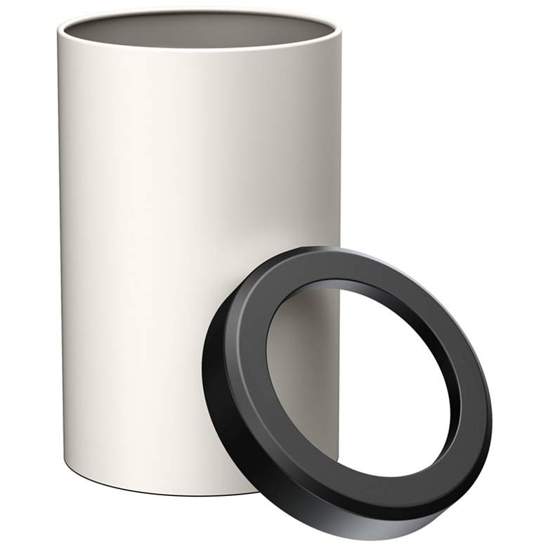Image 3 Gatco Round Wastebasket 11.875", Matte Pearl/Matte Black Lid more views