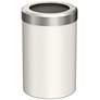 2_Gatco Round Wastebasket 11.875", Matte Pearl/Satin Nickel Lid